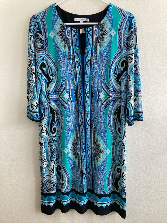 Studio One New York Dresses & Skirts - Studio One New York Stretch Dress Size PM Blue Teal Cutout Neckline
